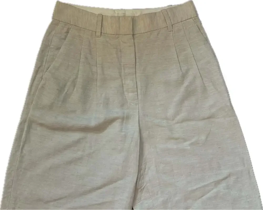 Wilfred Aritzia Linen The Effortless Pant Cropped Beige Quiet Luxury Office